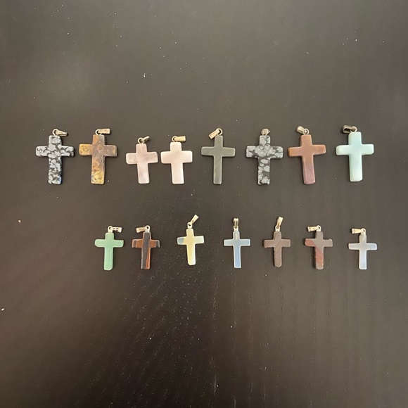 Multi Size and Stone color Cross Pendants - Picture 1 of 2